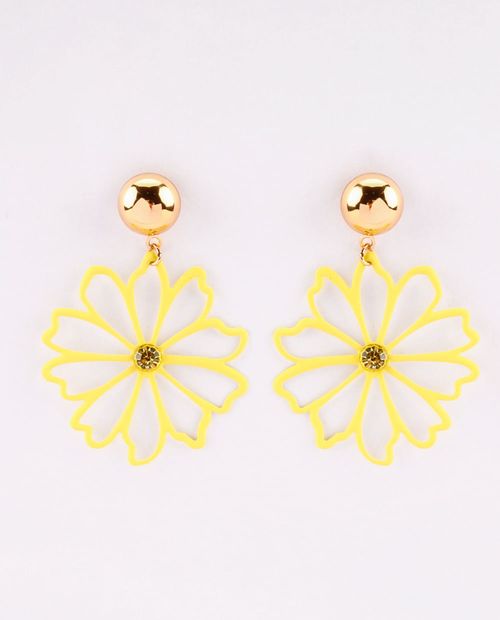 Aretes Colgantes Flor Amarilla