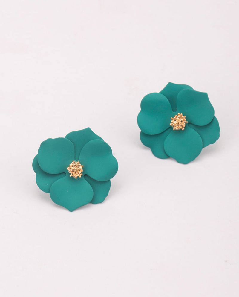 Aretes Flor Verde Jade