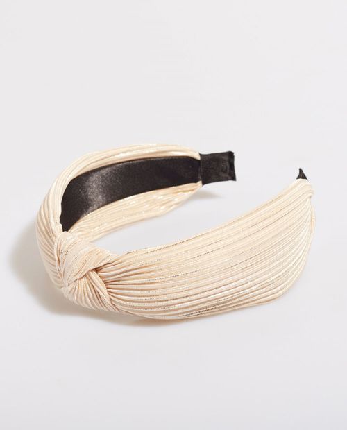 Vincha Turbante Plisada Crema