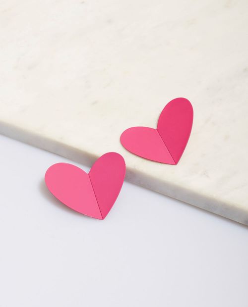 Aretes de Corazón Fucsia
