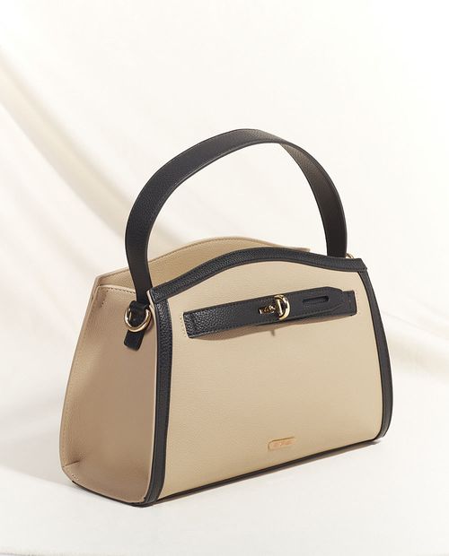 Cartera Beige Bordes Negro Premium