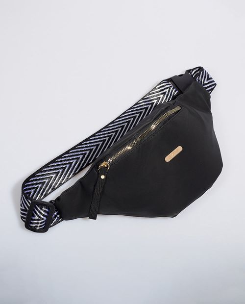 Canguro Clásico Negro Strap Print