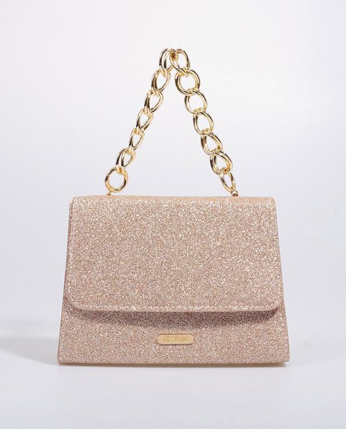 Cartera Estructurada Dorado Escarchado