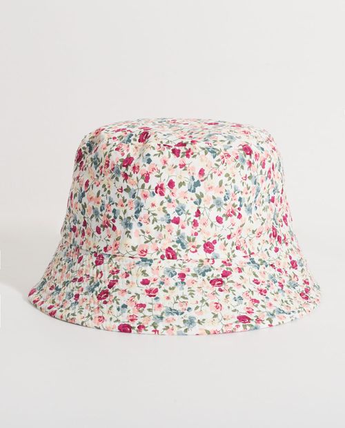 Bucket Hat Reversible Floreado Rosa y Blanco