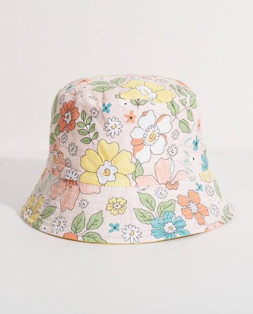 Bucket Hat Reversible Floreado Rosa y Amarillo